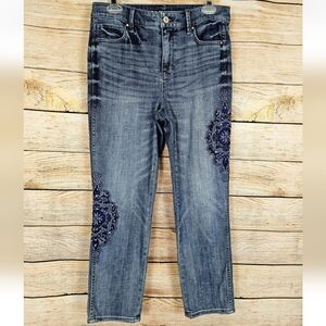 White House Black Market Everday Soft Straight Crop Embellished Jeans Size 6